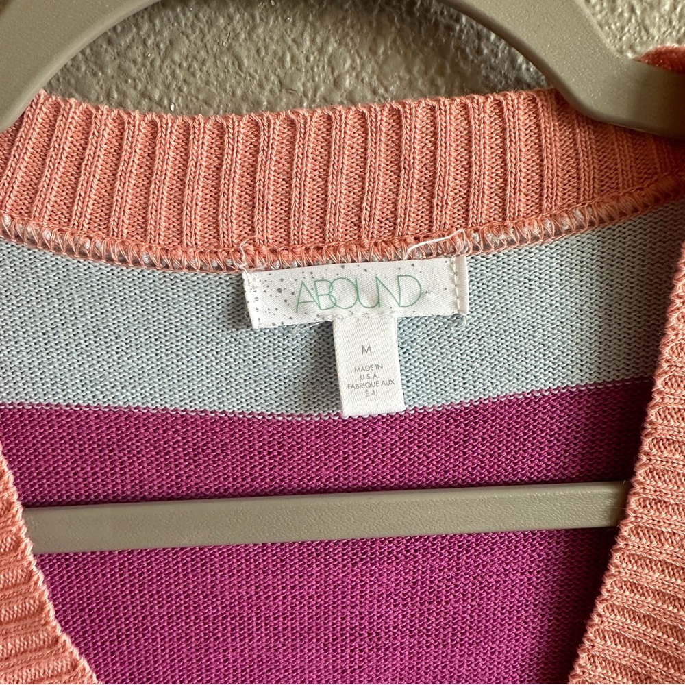 Abound Multicolor Striped Cropped Button Cardigan… - image 2